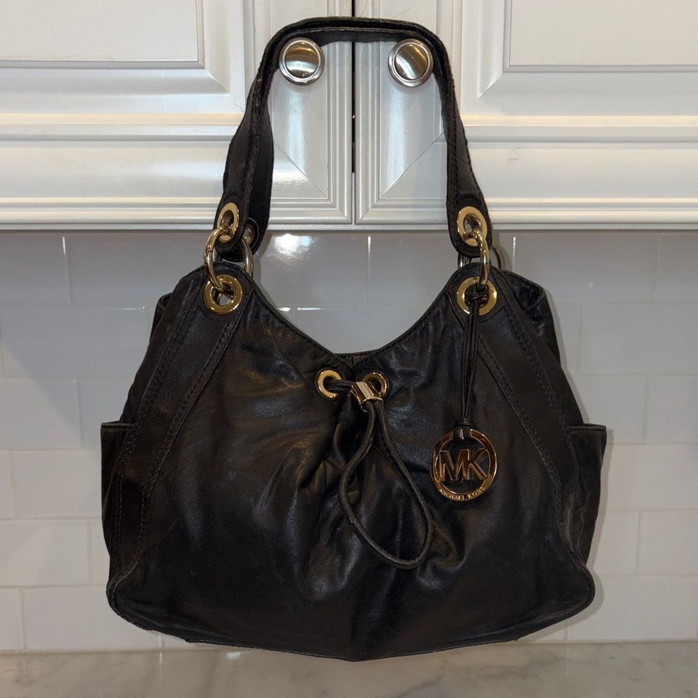 Michael Kors Bag Purse Handbag Leather Ludlow Drawstring Hobo Shoulder Bag